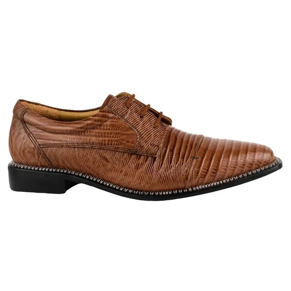 Jostin Genuine Leather Lizard Print Oxford Dress Shoes